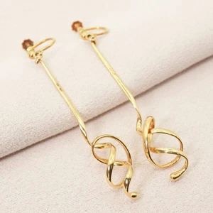 Georg Jensen Forget-Me-Not K18 Gold 750 Long Earrings Swing Design Used - Picture 1 of 7