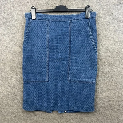 Isabel Marant Skirt Womens UK 12 Blue Denim Pencil Straight Soft Cotton Quilted - Image 1 of 4