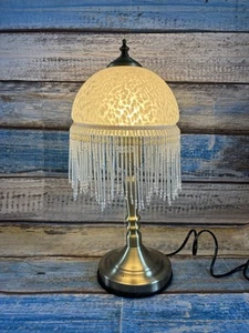 Vintage Tiffany Style Beaded Fringed Art Deco Table Lamp Lampshade *Read - Picture 1 of 13