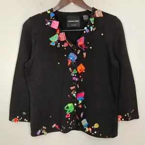 Cárdigan suéter vintage Michael Simon con cuentas para mujer talla S carteras bolsos de mano - Imagen 1 de 8