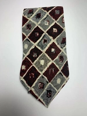 Pierre Cardin Men’s Necktie Geometric Maroon/ Gray -18 - Image 1 of 4
