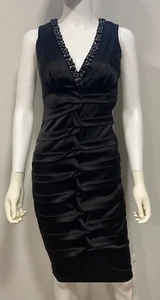 Cache formelles Etui Satin Kleid Party Cocktail Schmuck V-Ausschnitt schwarz Damen 6 - Bild 1 von 3