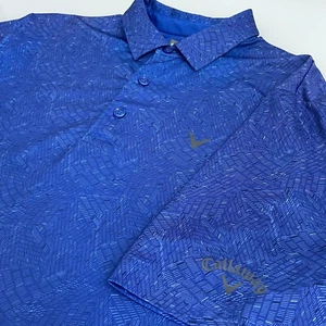 Callaway Opt Dri Polo Blue Geometric Ombré Pattern Size Med Short Sleeve - Picture 1 of 6