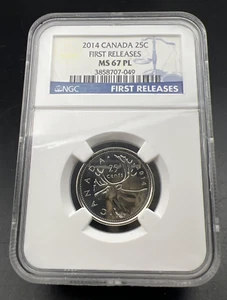 2014 Canada 25c Twenty Five Cent Caribou Quarter Coin NGC MS67 PL - Picture 1 of 10