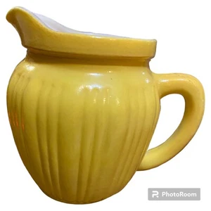 VINTAGE HAZEL ATLAS YELLOW Fired On Small Creamer/ Syrup Pitcher - Picture 1 of 4