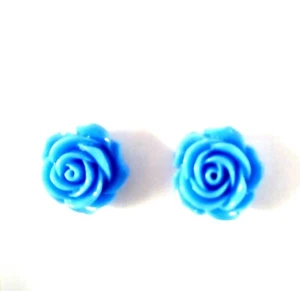 FLOWER BLUE Stud Post Earrings Jewelry Set - Handmade USA  - Picture 1 of 1