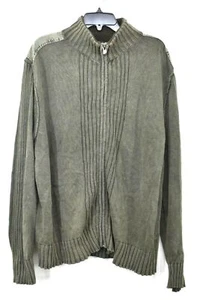 Solaris Men Olive Turtleneck Hand Knit Shoulder Patch Pullover Sweater XXL - Picture 1 of 7