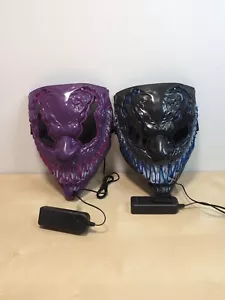 Venobat Mask Halloween LED Light Up Mask - 2 Pack-Blue & Purple New - Picture 1 of 5