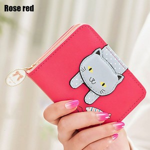 Cute Cat PU Leather Small Money Bag Coin Purse Short Wallet Card Holder