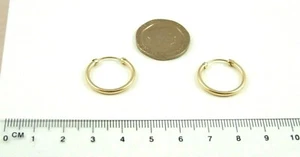 1 Pair of Hollow 9ct 375 Yellow Gold MED/HVY 18mm Capped Tube Sleeper Earrings - Picture 1 of 3