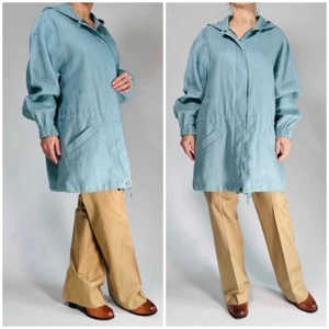 Brooks Brothers Womans Jacket Linen Size M Pastel Blue Utility Jacket - Picture 1 of 11