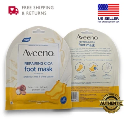 Aveeno Repairing CICA Foot Mask with Prebiotic Oat and Shea Butter, Moisturizing - Image 1 of 4