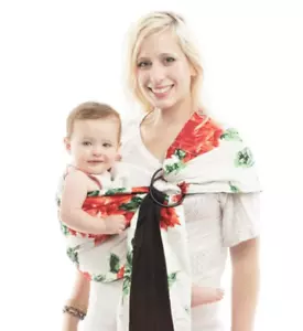 Rockin’ Baby Ring Pouch Sling “The One Rose” Red Floral Cotton Carrier S/M USA - Picture 1 of 11