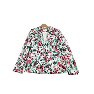 Calvin Klein Floral Print One Button Blazer size 12 White/Pink - Picture 1 of 7