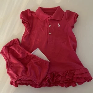 NWT Ralph Lauren Baby Girls Waffle Knit Dress & Bloomer Pink 6M - Picture 1 of 5