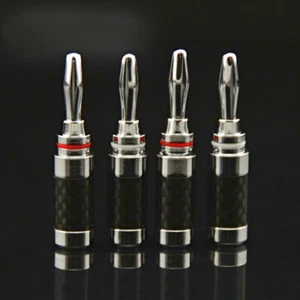 4 un. enchufes de audio chapados en rodio para plátano cable de alta fidelidad conector de fibra de carbono - Imagen 1 de 4