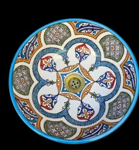 Porcelain Countertop Wash Basin/Ceramic Pottery Moroccan Hand Basin14"/35cm - Picture 1 of 4
