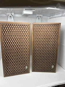 Fisher XP-55C speaker pair with wooden lattice grill tested and working - Picture 1 of 7