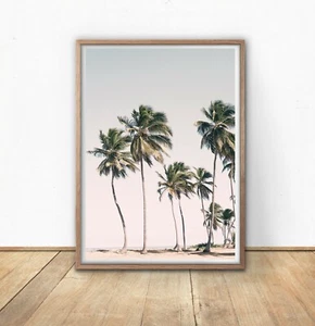 Palm Trees Family Beach & Ocean Wall Art Print. Relaxing View Home Decor - Picture 1 of 3