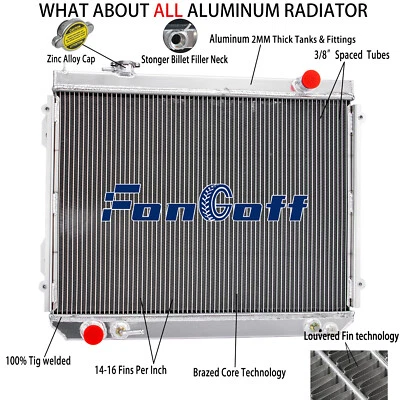 4-Row Aluminum Radiator For 1995-2004 2003 2002 Toyota Tacoma 2.4L 2.7L 3.4L L4 - Image 1 of 4
