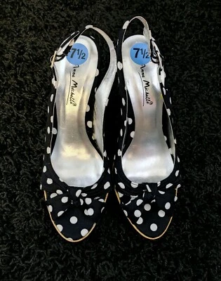 ANNE MICHELLE MUJER LUNARES TACONES DE CORCHO CON LAZOS TALLA 7 1\2 NUEVOS Foto 1 de 4