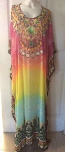 BNWT Heavily Embellished Rainbow long maxi kaftan dress One size 8-18 - Picture 1 of 5