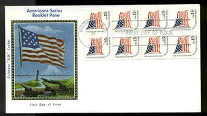 1598a COMPLETE BOOKLET PANE of 8 FLAG FDC BALTIMORE, MD COLORANO "SILK" CACHET - Picture 1 of 1