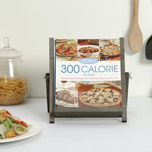 MyGift Porta Libri Cucina Pieghevole Vintage Legno Grigio e Acrilico Trasparente - Foto 1 di 6