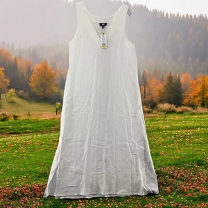 DKNY Women's Breathable Side Slits Soft Linen A Line Summer Dress S, M, L, XL - Picture 1 of 4