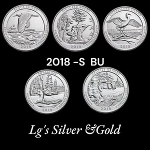 2018 S National Park Quarter 5 Coin Set Uncirculated Mint State Clad 25c - Bild 1 von 6