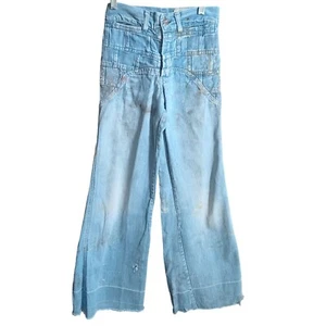 25x29 Trashed Vintage Wild Oats Jeans Flared Distressed 100% Cotton Hippy Bells - Picture 1 of 9
