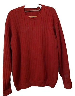 Suéter Izod Para Hombre Grande Rojo Acanalado Manga Larga Vacaciones Navidad Invierno De Colección Foto 1 de 4