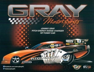 Johnny Gray Pitch Energy 2013 ""primera edición"" Dodge Charger divertido coche NHRA postal - Imagen 1 de 1