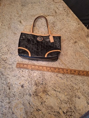Coach Black Patent Leather Peyton Embossed Signature C Purse Tote Bag - Image 1 of 4