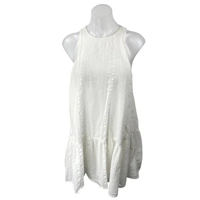 Vestido Urban Outfitters Maisy Blanco Sin Mangas Volantes Espalda Corredora Mini Tanque Cambio M Foto 1 de 4