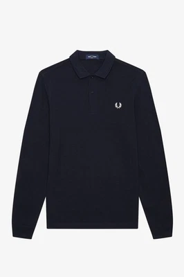 Fred Perry Polo Manica Lunga Piquè Blu - Taglia L Abbigliamento Uomo Polo - Imagen 1 de 2