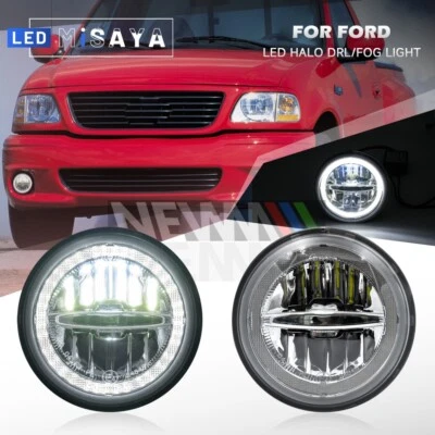 Anillo halo LED blanco DRL + luz antiniebla para Ford F-150 F150 2001-2004 Heritage Foto 1 de 4