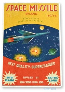 SPACE MISSILE FIRECRACKER 11 x 8 TIN SIGN AUTO AUTOMOBILE MECHANIC ADVERTISEMENT - Picture 1 of 1