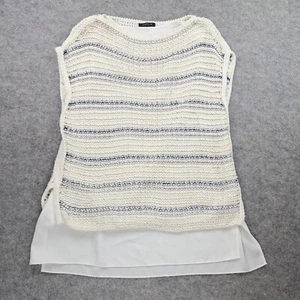 Lafayette 148 Sweater Women Large White Striped Layered Sleeveless Top Lagenlook - Picture 1 of 12