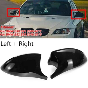 Mirror Cover Side Rearview Cap Gloss Black For 2007-2013 BMW E90 E91 LCI - Imagen 1 de 11