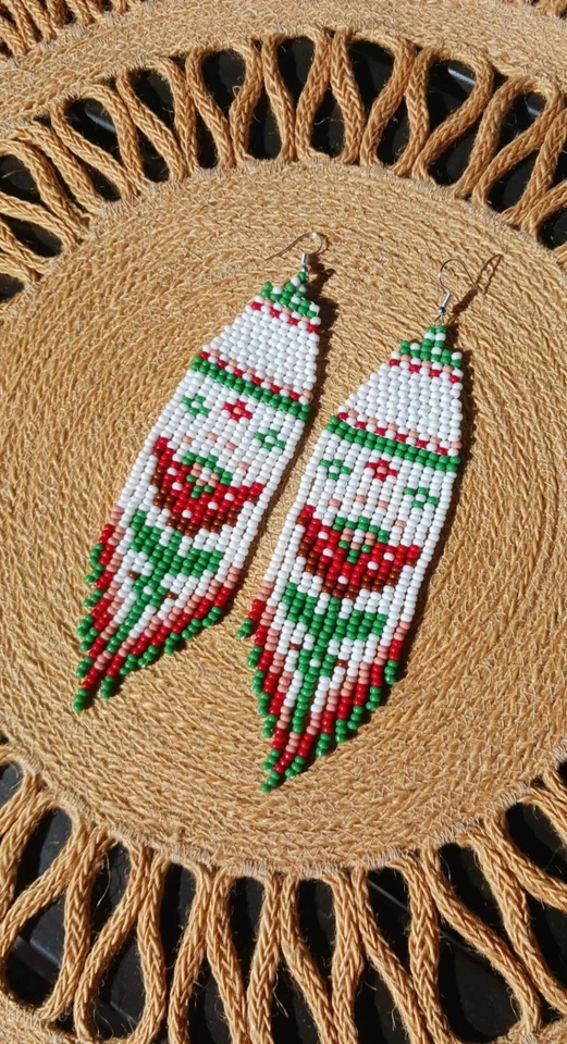 Handmade Native American Style Beadwork Native American Beaded Earrings for Her - Image 1 of 4