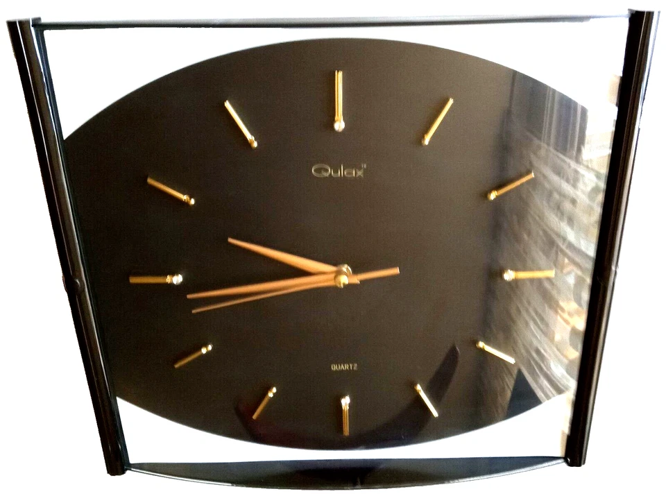 Moderno Reloj de Pared Analógico Negro/Blanco Moderno Rectángulo con Piedras Transparentes Foto 1 de 4