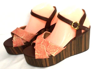 Womens 9m Aerosoles Aware Laura Ashley Haylee Platform Wedge Sandal Coral Beige - Picture 1 of 15