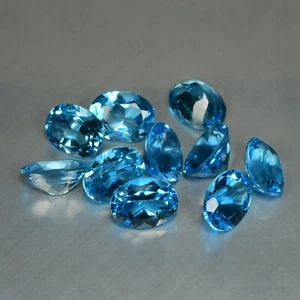 10 Piezas 8 X 6 MM Topacio Azul Suizo Calibrado Piedras Preciosas Naturales Brasil - Imagen 1 de 3