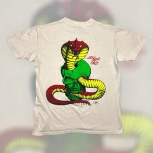 VTG 80s Irish Eyes Skate This Skull Snake Artwork T Shirt Adult L White Rare USA - Picture 1 of 7