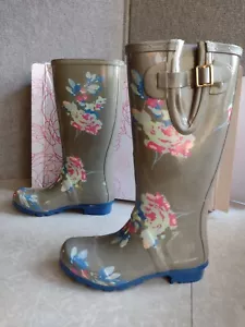New Womens Rubber Printed Hi Height Wellie Hi Calf Rain / Garden Boots 6.5 M - Picture 1 of 9