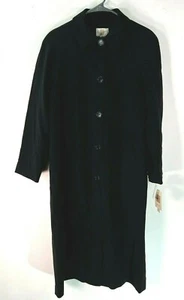 Gallery Women Long Sleeve Button Front Water Repellent Black Trench Coat Size 4P - Picture 1 of 11