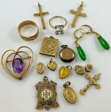 Gold Filled Jewelry Lot Slides Earrings Ring Pendant Charms 38.9 Grams 