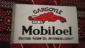 Mobiloel  Gas Pure  Porcelain Enamel Heavy Metal Sign 18x 10" With Flange DS - Picture 1 of 5