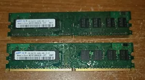2 X 1GB SAMSUNG PC2-6400U DDR2-667 NON-ECC MEMORY M378T2863QZS-CF7 - 2GB Kit - Picture 1 of 2